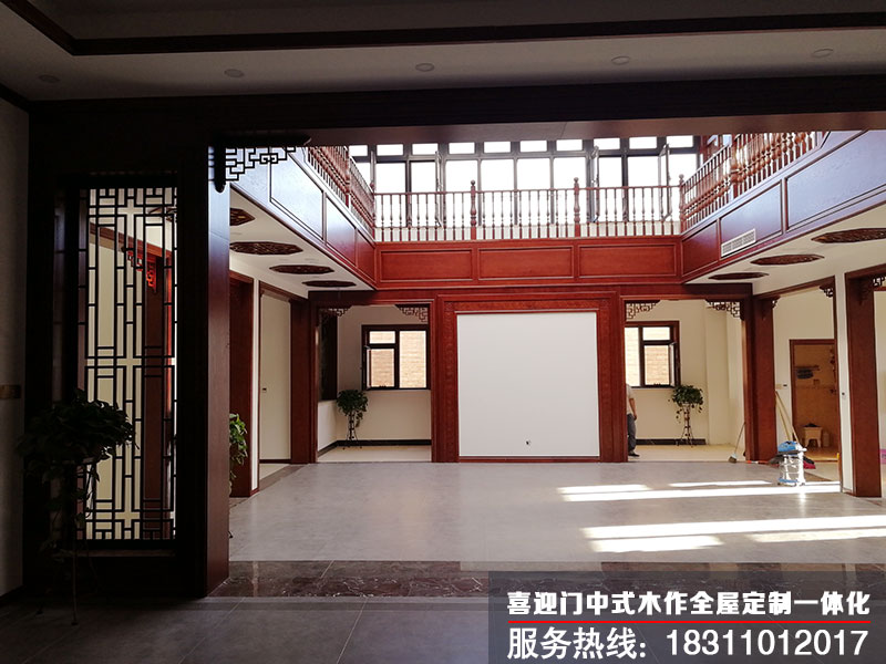 自建房一樓大堂的木作安裝效果圖