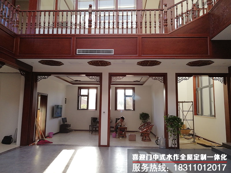 自建房一樓大堂的木作安裝效果圖